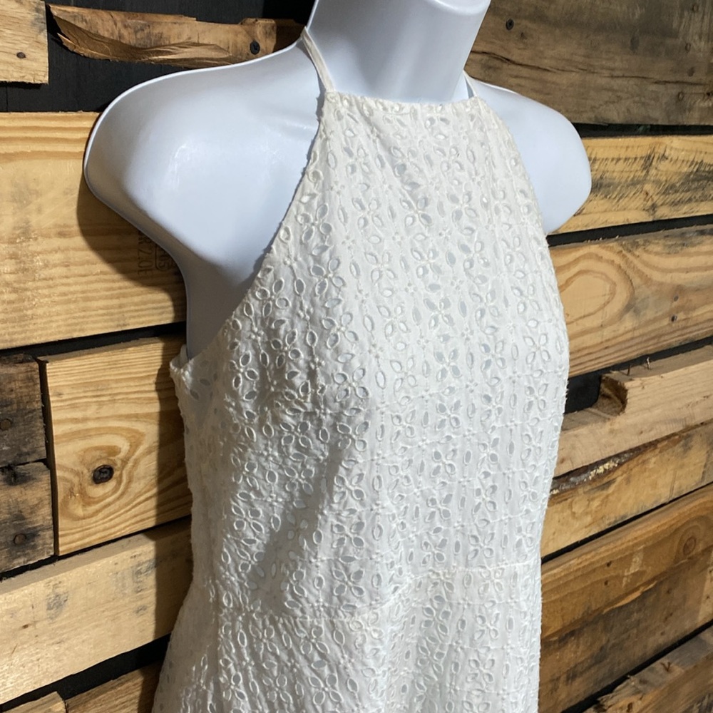 GAP Halter-neck Eyelet White Dress‎ Size 8 Tall - Picture 7 of 12